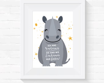 A4 Premium Image Print "I like rhinos – they are like unicorns only fatter"