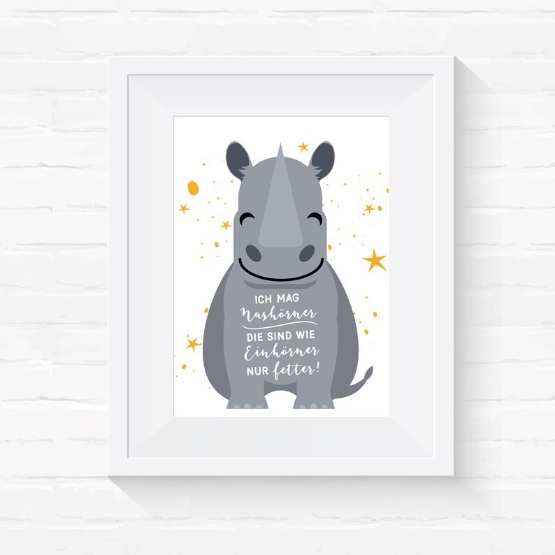 A4 Premium Image Print I like rhinos they are like unicorns only fatter image 1