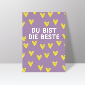 Postkarte "Du bist die Beste" mit Herzen