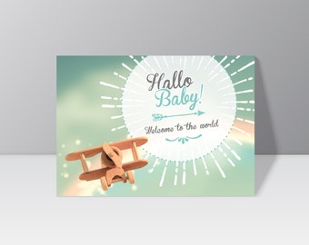 Postkarte "Hallo Baby" für Junge & Mädchen