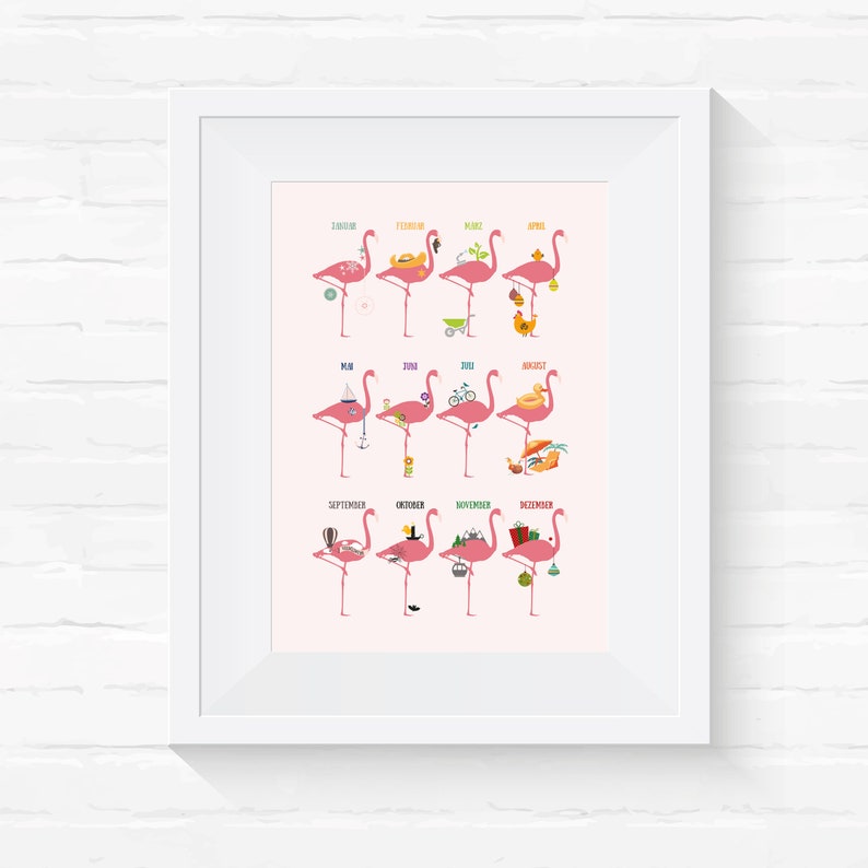 A4 Premium Picture Print Flamingo Year image 1