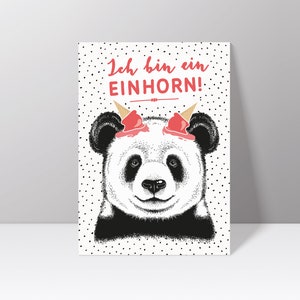Postkarte "Ich bin ein Einhorn!" mit Panda