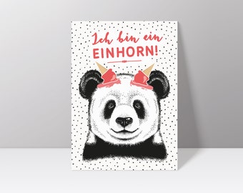 Postcard "I'm a Unicorn!" with Panda