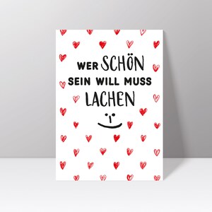 Postkarte "Wer schön sein will muss lachen"
