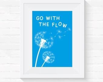 A4 Premium Bilderdruck "Go with the flow" mit Pusteblume