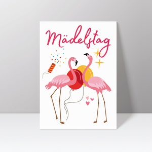 Postkarte "Mädelstag" mit Flamingo