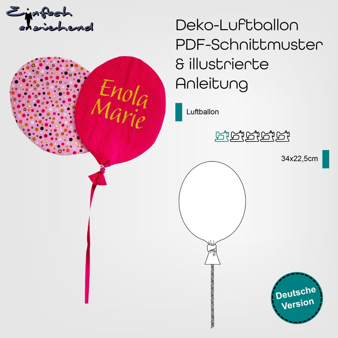 Fabric Balloon Sewing Pattern, Decoration for Parties, Children's ...