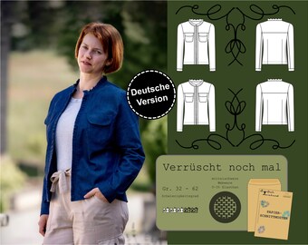 Papier Schnittmuster Damen Rüschenjacke Größe 32-62 leicht, ungefüttert, deutsche Nähanleitung, bequem per Post