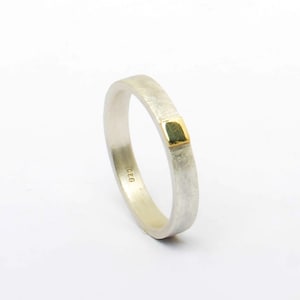 narrow silver ring 3 mm with gold stripe stacking ring collective ring engagement ring