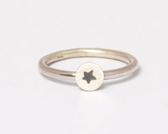 Narrow ring with star, stacking ring