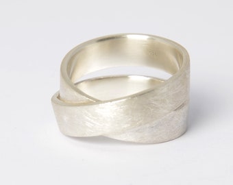 Wide silver ring, wrap ring Infinity from