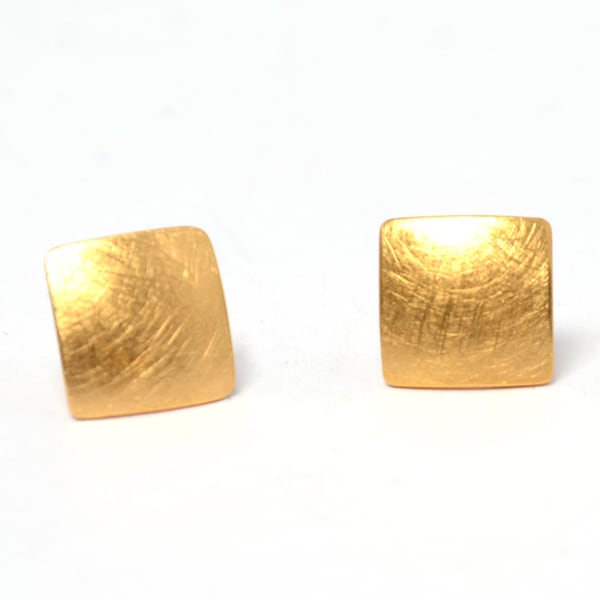 Ohrstecker quadratisch Silber goldplattiert 10mm