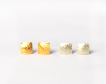 Square stud earrings approx. 6 mm, silver or gold plated