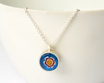 Pendant with millefiori glass stone flower flower with/without chain