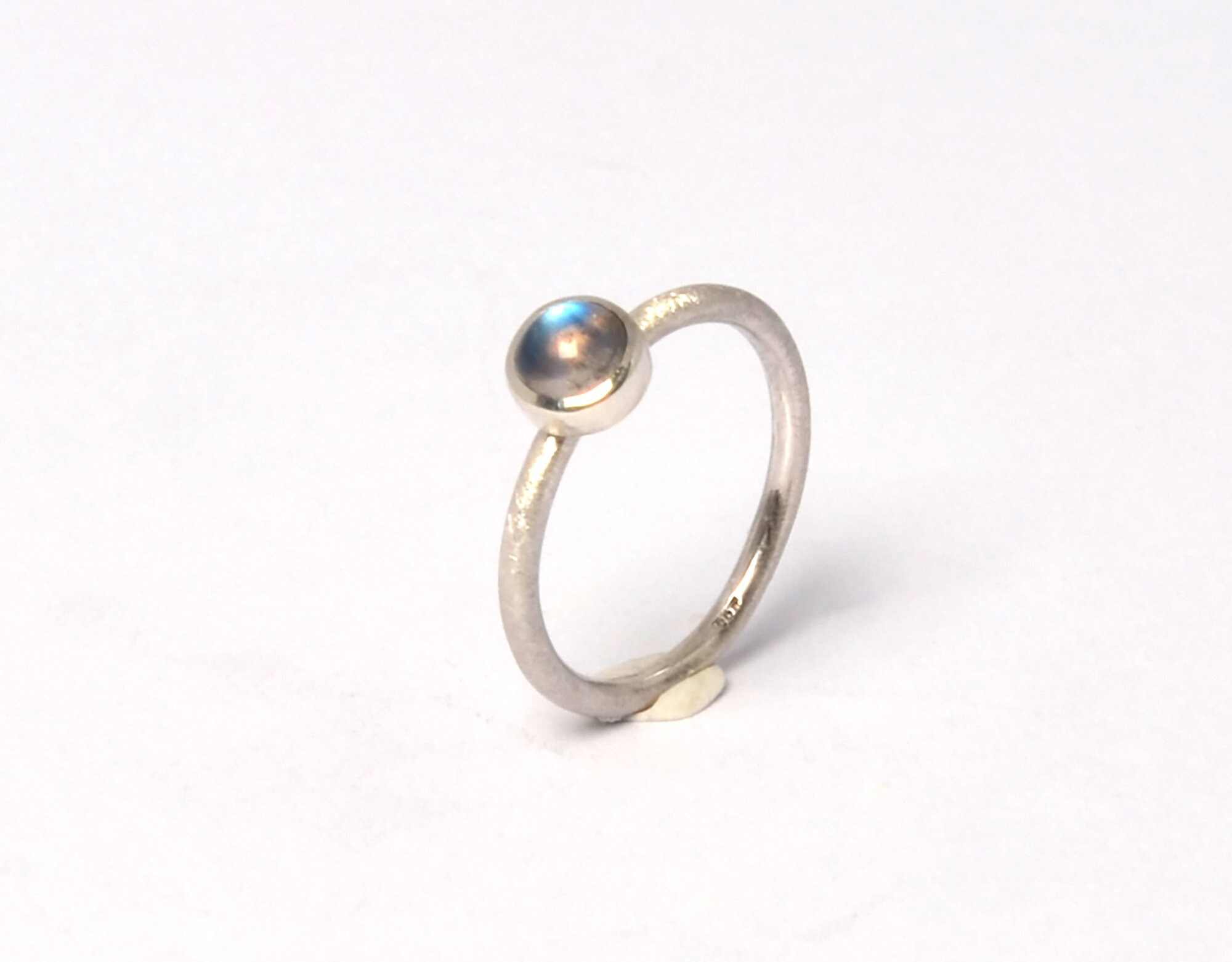 Ringset schmaler Silberring mit Regenbogenmondstein und | Etsy