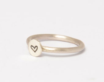 Narrow ring with hearts, stacking ring