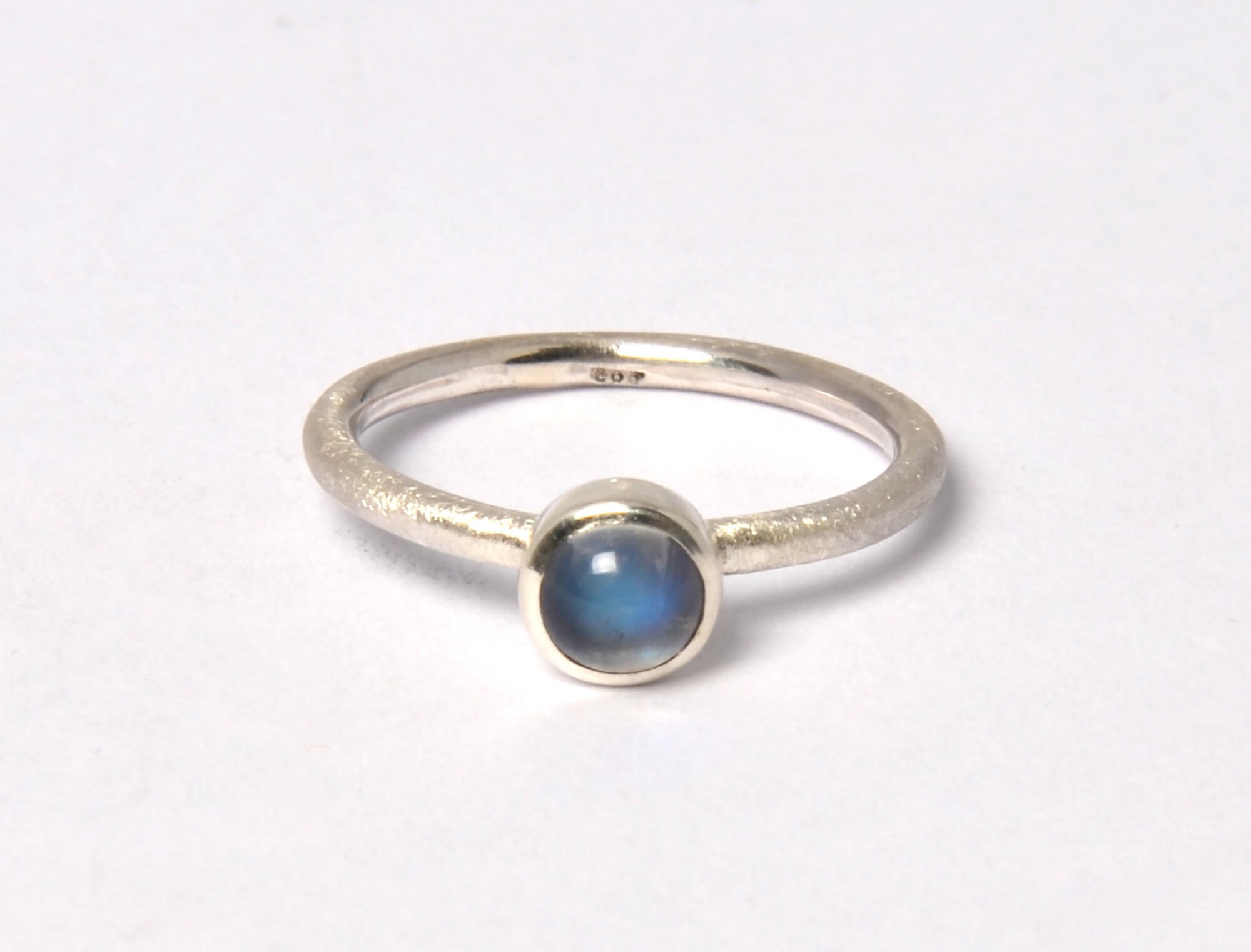 Ringset schmaler Silberring mit Regenbogenmondstein und | Etsy