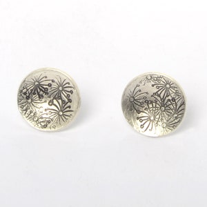 silver earrings with dandelion