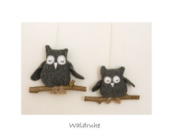 2 pendentifs mignons en tissu hibou hibou maman enfant