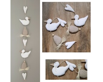 Easter garland spring garland garland decoration ducks, hearts, eggs, Easter eggs, sisal heart heart chicken