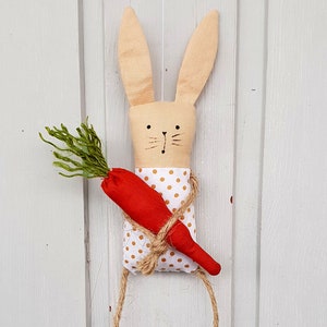 Lapin de Pâques avec carotte, lapin, guirlande de lapin de Pâques, œuf de Pâques, carotte, décoration de Pâques printemps décoration maison de campagne image 2