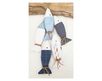 Maritime decoration, summer decoration, bathroom decoration, fish, sewn fish, cloth fish, living decoration, fish, baptism, communion