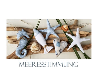 Maritime decoration, Potpourri 7 - part summer decoration, bathroom decoration, fish, starfish, mussels, seahorse, heart