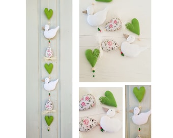 Easter decoration Easter garland spring garland garland decoration ducks, hearts, eggs, Easter eggs, sisal heart heart chicken