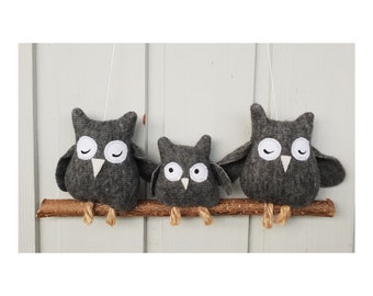 Famille Owl. Branche Hibou Grand-Duc Hibou Forêt Animaux Mobiles