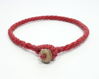 Made to order. Waterproof mens surfer bracelet. Red braided cord bracelet. Kumihimo friendship bracelet. Waxed cord woven bracelet for women