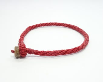 Red Mens Braided Cord Bracelet: Waterproof Kumihimo Surfer Bracelet