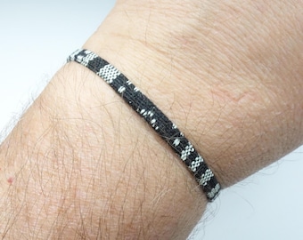 Black Cotton Surfer Bracelet: Ethnic Boho Style, Adjustable