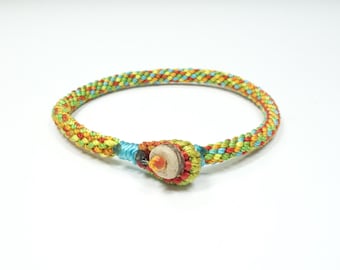 Colorful Kumihimo Braided Bracelet: Japanese Friendship Cord with Coconut Bead