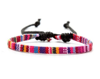 Pulsera surfera boho para hombre y mujer. Joyería de pulsera del festival de verano de playa. Pulsera de algodón para hombre y mujer. Pulsera ibicenca. Pulsera de tela