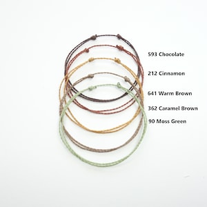 Handgemaakte minimalistische koordarmband voor heren en dames. Unisex verstelbare vriendschapsarmband. Wax string boho surfer armband. Beste vriend cadeau. afbeelding 1