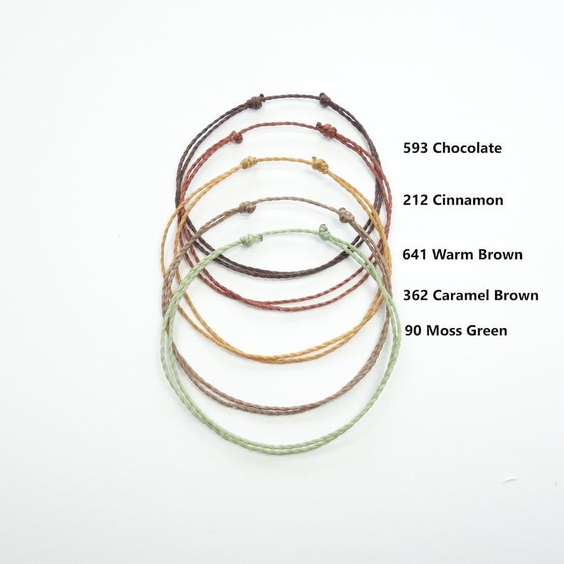 Handgemaakte minimalistische koordarmband voor heren en dames. Unisex verstelbare vriendschapsarmband. Wax string boho surfer armband. Beste vriend cadeau. afbeelding 1