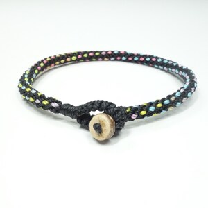 Mens black woven bracelet. Japanese Kumihimo braided bracelet. Waterproof cord bracelet for women. Best friend gift. Surfer bracelet for men