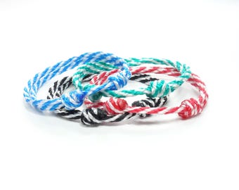 Two Colour Minimalist String Bracelet for men and women. Adjustable Waterproof Surfer Friendship bracelet.