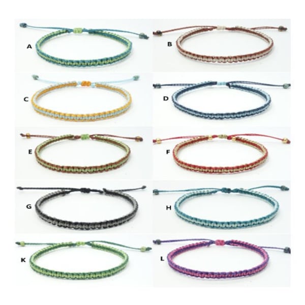 Pulsera de nudo cuadrado de macramé bicolor. Pulsera boho para hombre y mujer. Pulsera de amistad surfista impermeable. Regalo de mejores amigos para GF BF.