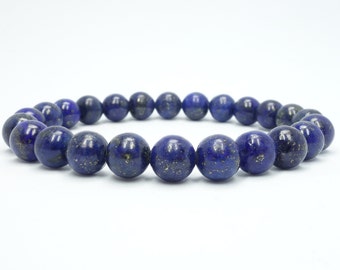 Lapis Lazuli bead bracelet. Mens bracelet. Bracelet for women. Lapis bracelet. Gemstone crystal bracelet gift for him. Lapis Lazuli jewelry.