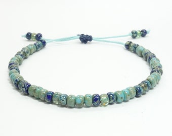 Turquoise Miyuki beaded bracelets for women. Adjustable boho bracelet gift idea for mom or girlfriend. Turquoise bead boho jewelry for women