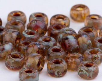 Miyuki 6/0 Rocailles Seed Beads: Transparant Picasso Smokey Topaz, 10g