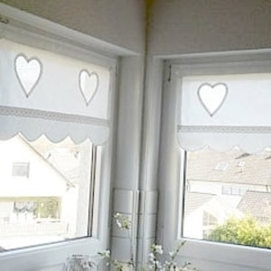 Kitchen curtain HEARTS tunnel white curtains jealousy tailored valances shabby chic country style curtain DOES NOT shrink after washing image 1
