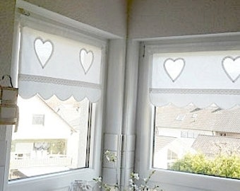 Kitchen curtain HEARTS tunnel white curtains jealousy tailored valances shabby chic country style curtain DOES NOT shrink after washing