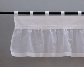 rideaux cuisine Shabby Chic | pattes | blanc | dentelle, coton, voile | court rideaux brise bise sur mesure