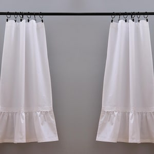 Shabby Chic Café Curtain RUFFLE | Custom Lace Curtains for Kitchen | Scandinavian & Rustic Style Window Treatment | Made to Measure