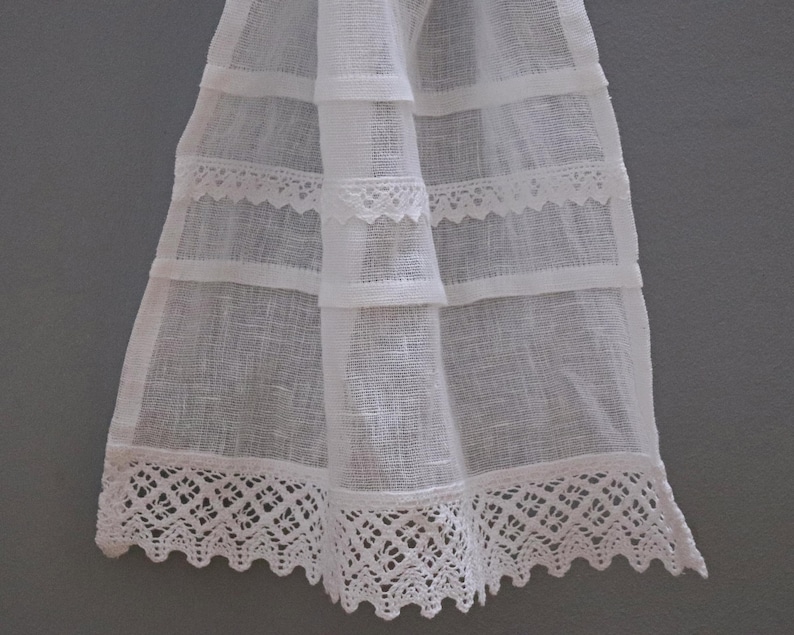 rideaux de lin RUSTICO pour cuisine | voile, blanc | dentelle | campagne / vintage / bohème | brise bise sur mesure, ne rétrécit pas image 1
