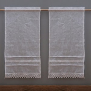 rideaux de lin RUSTICO pour cuisine | voile, blanc | dentelle | campagne / vintage / bohème | brise bise sur mesure, ne rétrécit pas image 9