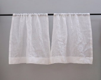 rideaux en lin blanc transparent à coulisse pour cuisine SCANDI | sur mesure – tailles au choix | style scandinave, minimaliste, loft