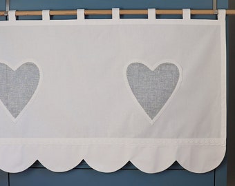 Kitchen curtain HEARTS suspenders white curtains jealousy tailored valances shabby chic country style curtain DOES NOT shrink after washing